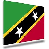 TRIOSK Kühlschrankmagnete Länderflaggen Magnet Flagge St Kitts & Nevis Reise Souvenir Geschenk für Reiselustige Frauen Männer Weltenbummler Kühlschrank stark eckig groß 85x55 mm