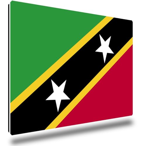 TRIOSK Kühlschrankmagnete Länderflaggen Magnet Flagge St Kitts & Nevis Reise Souvenir Geschenk für Reiselustige Frauen Männer Weltenbummler Kühlschrank stark eckig groß 85x55 mm