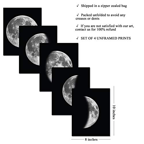 5 Pieces Moon Wall Decor - Black And White Canvas Print Artworks Lunar Moon Wall Art Abstract Prints Poster For Office Dorm Living Room Bedroom Decoration Unframed Paintings Home Decor #TOP5