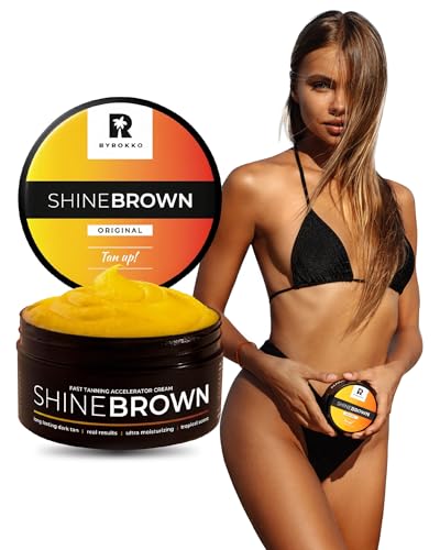 BYROKKO Shine Brown Bräunungsbeschleuniger Sonnencreme (210 ml), Bräunungscreme Wirksam in Solarium und im Freien, Erzielen Sie eine natürliche Bräune mit natürlichen Inhaltsstoffen
