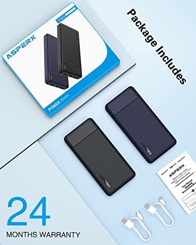 AsperX 2-Pack Power Bank, 15000mAh Portable Charger with USB C Input & Output, 3A Fast Charging Phone Battery Pack Powerbank for iPhone, Android, iPad, Tablets and More[2022 Upgrade]