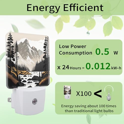 Image of Nordic Mountain River Night Light, Mountain Park Night Light Plug into Wall with Dusk to Dawn Sensor, LED Lamp Energy Saving Lights for Men Women Boys Girls,Lamp for Bedroom Bathroom Hallway