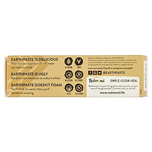 Redmond - Earthpaste All Natural Non-Fluoride Vegan Organic Non Gmo Real Ingredients Toothpaste, Lemon Twist, 4 Ounce, (3 Pack) #TOP2