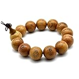 Zen Dear Unisex Natural Wenge Wood Mala Prayer Beads Necklace Bracelet Meditation Buddhist Rosary Mala Beads (18mm 13 beads)