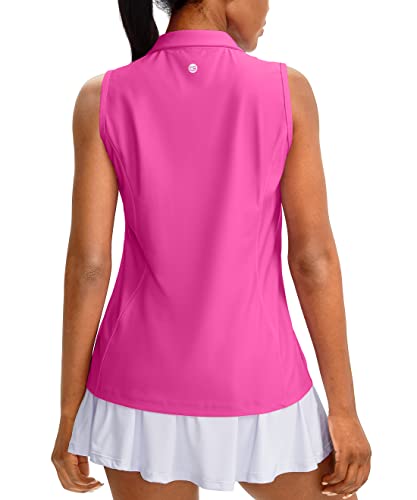 G Gradual Women's Sleeveless Golf Polo Shirts Tennis Quick Dry Collared Tank Tops V-Neck Polos For Women(Rosy,M) #TOP2