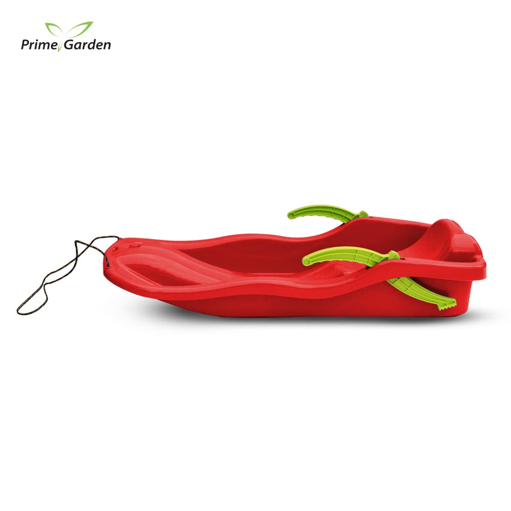 PRIMEGARDEN® Corsa - Trineo infantil con freno de mano, dirección y giro al descenso de montaña, color rojo
