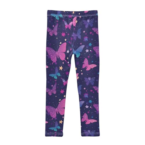 Wusikd Butterflies Girls' Leggings Toddler Doodles Purple Pink Kids Yoga Pants Dance Active Tights 4T2