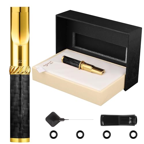 Reusable Cigarette Filter Mouthpiece, Metal Mouthpieces, Cigarette Filter Holder,Never Fades, Carbon Fiber Color, Suitable for Thick, Medium, and Slim Sizes, Cleaning Tools. Birthdays, FatherDay Gift