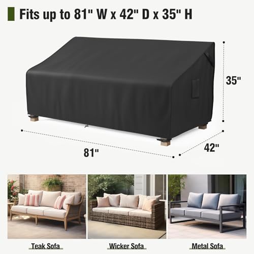 Image of MR.COVER 3-Seater Outdoor Couch Cover Waterproof, Patio Furniture Cover for Sofa, Heavy Duty Outdoor Sofa Covers, Polyester & Double-Stitched Seams, Fits up to 81 inch W x 42 inch D x 35 inch H, Classic Black