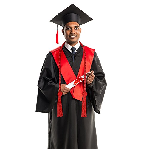 Image of TecUnite Graduation Cords Honor 2026 Polyester Yarn Decorative 67 inch Long Garland Twist Ties with Tassels for Bachelor Gown Graduation(Red)