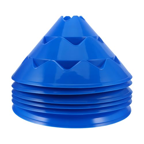 Yardwe Lot de 6 Cônes D'entraînement pour Football et Hockey en PE Bleu, Structure Stable pour Améliorer de Réaction, pour Terrains Extérieurs et Gymnases