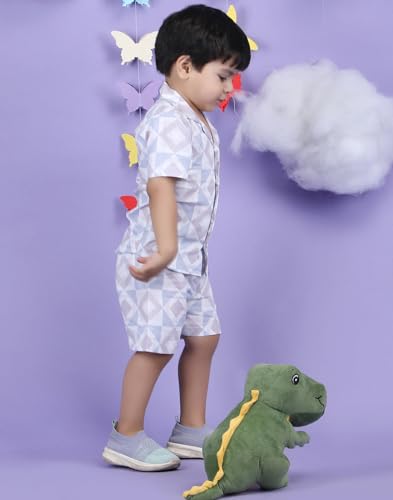 Image of POLKA TOTS 100% Cotton Co-Ord Set for Boys | Half Sleeve Shirt & Shorts Beach Outfit for Kids | Ultra-soft & Breathable Summer Clothes for Toddler & Baby Boy | Casual Dress & Printed Nightwear Set