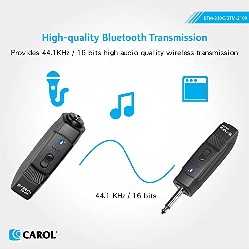 Carol Microphone Wireless System Bluetooth Wireless Transmission – Plug-On Adapter 3.5Mm And 6.3Mm For Dynamic Microphone Audio Mixer, Pa System - Btm-210R/C #TOP3