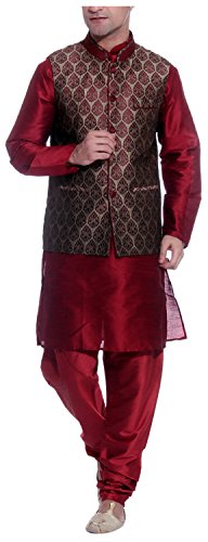 Pijama de seda para hombre Royal Kurta color granate lote de 40 piezas