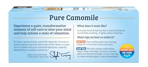 Twinings Pure Camomile Herbal Tea Individually Wrapped Bags, 100 Count (Pack of 1), Delicate for Pure Relaxation, Naturally Caffeine-Free, Enjoy Hot or Iced - Image 5