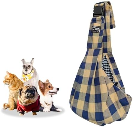 Dog Sling Carrier,Adjustable Perfect Mesh Hands Free Pet Chest Bag Escape Proof for Puppy Medium Cat Dogs About 8lbs Daily Walk,Outdoor Activity (Khaki)