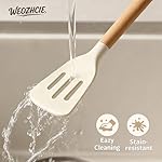 Silicone Cooking Utensil Set,12 PCS Cooking Cookware Kitchen Utensils Set for Cooking, Nonstick 446°F Heat-Resistant Cookware Kitchen Tools of Spoon,Brush,Whisk,Spatula,Turner Tongs (Khaki) - Image 5
