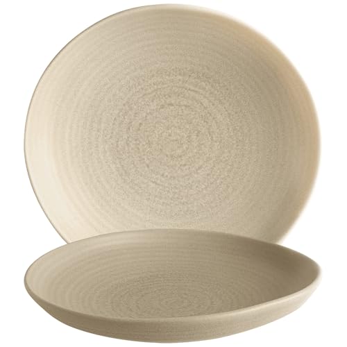 Bonna Mirage Ripple – Set di 6 piatti piani profondi Ø 19 cm | porcellana beige | piatti fondi per tutti i giorni, occasioni e gastronomia | lavabile in lavastoviglie e adatti al microonde |