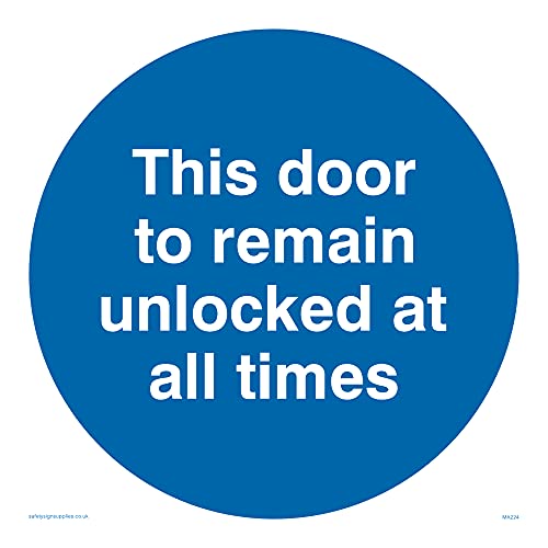 Pack of five - Door To Remain Unlocked All Times Sign - 150x150mm - S15