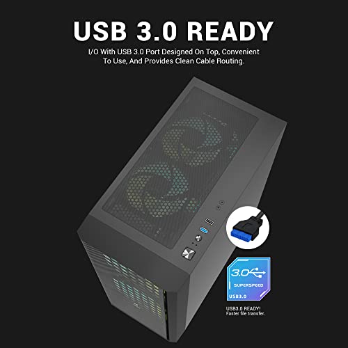 Image of Ant Esports 250 Air Mid- Tower Computer Case /Gaming Cabinet - Black | Support - ATX, M-ATX, ITX | Pre-Installed 3 x 120mm Front Fans