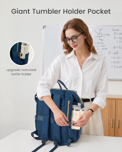 Image of LOVEVOOK Laptop Backpack for Women Men with Large Cup Holder,17inch Waterproof Computer Laptop Bag TSA Approved Travel Backpack,Professional Work College Nurse Teacher Backpack Gift Purse,Indigo color