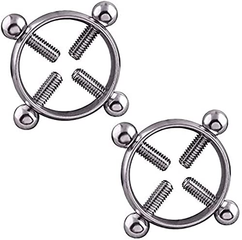 2pcs Adult Non-Piercings Nipple Rings Stainless Steel Breast Nipp...