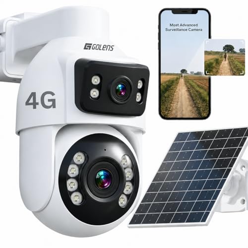 Image of Golens V68H 4G Solar Security Camera with Dual Lens (2MP+2MP), 10X Optical Zoom, AI Human Tracking, Two-Way Audio, Full Color Night Vision, 16000mAh Battery, TF Card Support (Up to 256GB)