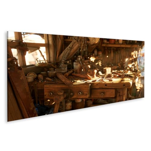 Tableau sur toile panorama d'une scène d'atelier nostalgique pour décoration murale
