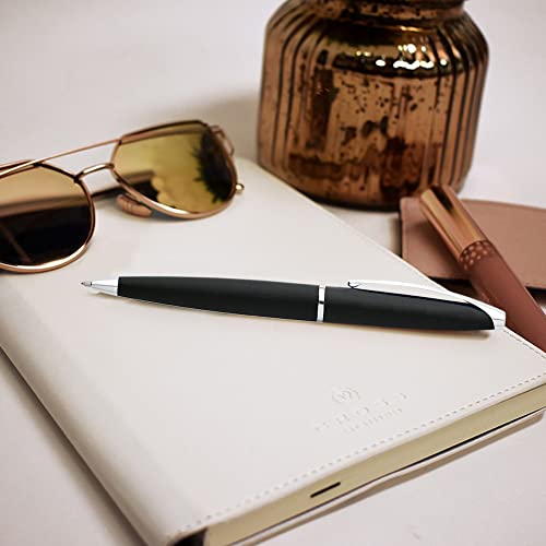 Image of Cross ATX Luxury Basalt Black Ballpoint Pen with Modern Chrome Trim - Medium Point, Smooth Writing, Presented in Premium Gift Box