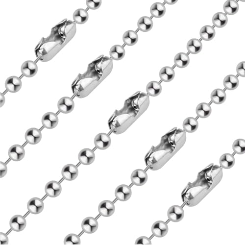 Image of IFNOW Ceiling Fan Pull Chain Metal Fan pull chain extension, ceiling fan chain connector,Diameter 3.2mm 6.5 Feet Long with 6 PCS Connector (White)