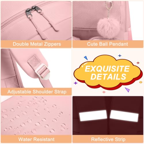 Image of Backpack Women,Stylish Ladies Backpack Water Resistant Daypack for College | 15.6 Inch Laptop Bag Travel Back Pack, Pink