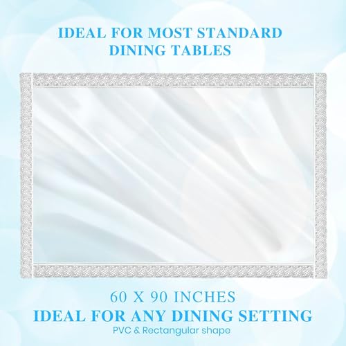 Image of Table Cloth, Center Table Cover, PVC Rectangular Table Cover, 15 mm Thick, Dining Table Cover 6 Seater for Home, Hotel, Office & Restaurant, White Lace (60x90 Inch)