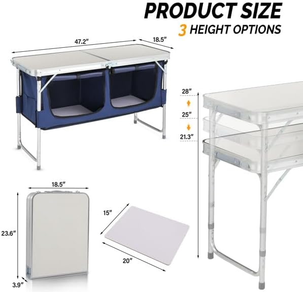 Aluminum Camping Folding Table (4ft Flower White)