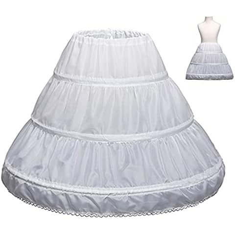 VALICLUD Petticoat für Mädchen Krinoline Rock Half Slip Blumenmädchen Unterrock Rutscht Weiß Cover