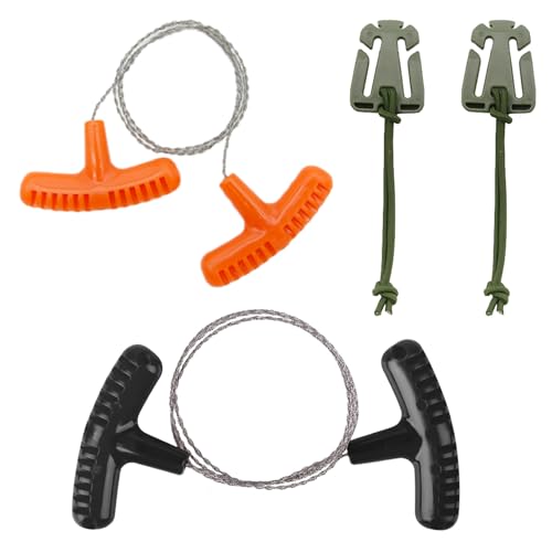 VZU Lot de 2 scies à câble en acier inoxydable - 73,5 cm - Scie à fil d'acier résistante à l'usure - Tronçonneuse manuelle pour l'extérieur, le camping,...