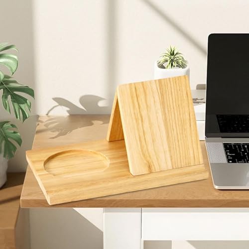 Soporte triangular para libros y taza en madera para leer cómodamente en el sofá 7