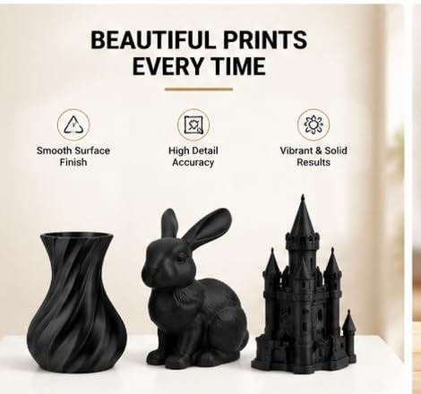 Image of PLA 3D Printer Filament 1.75mm, 1kg Spool (2.2 lbs) - UV /Heat /Weather Resistant, Strong Layer Bonding, Smooth Printing, Low Odor, Outdoor Functional Prototypes, FDM Compatible (Black, 200 Gram)