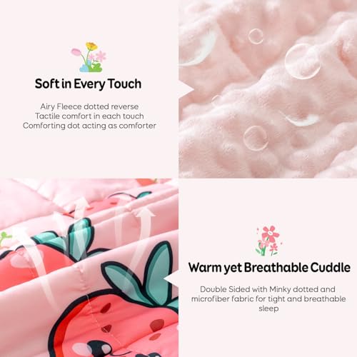 Image of Uttermara Weighted Blanket 3lbs, Cozy Minky Weighted Blankets with Cartoon Patterns, Reversible Washable Heavy Blanket Great for Sleeping, 36x48 inches, Pink Strawberry