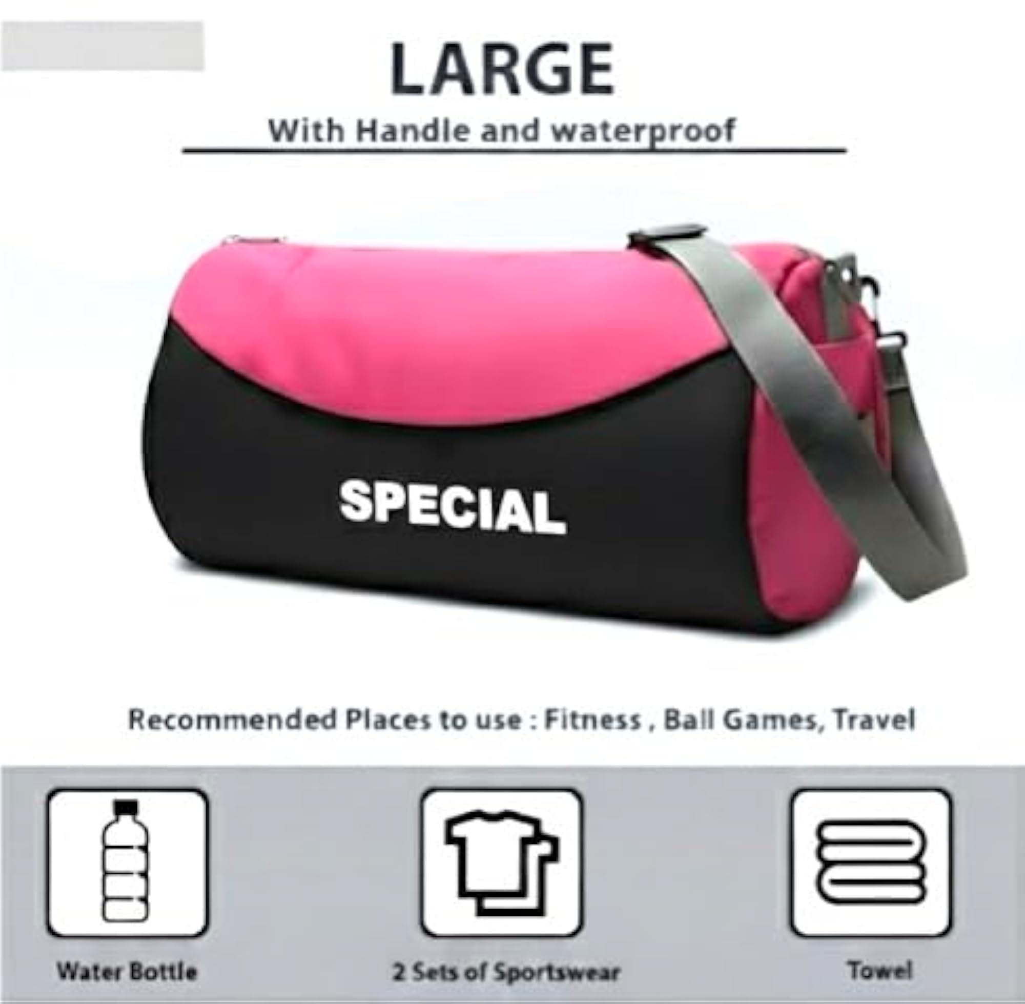 Special Gym Bag Pink and Black, Unisex