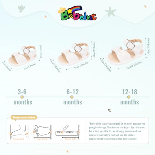 Image of Babelvit Infant Baby Girl Boy Sandals Comfort Premium Summer Outdoor Casual Beach Shoes with Flower Bowknot Anti Slip Rubber Sole Newborn Toddler Prewalker First Walking Shoes