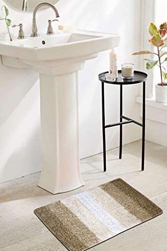 Image of THE HOME TALK Cotton Stripes Bathmats | Water Absorbent Runners | Floor Mats /Rugs for Kitchen, Bathroom| Ultra Soft Mats | Non-Slip | Pack of 2 | 40 x 60 cm | Beige
