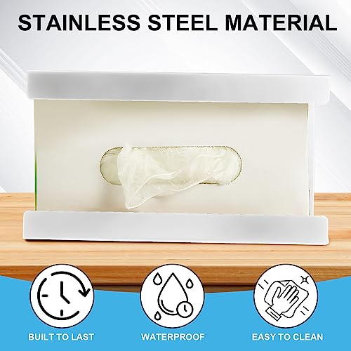 Image of Lounsweer 2 Pcs Magnetic Gloves Dispenser Holders Wall Mount Boxes of Gloves Commercial Quality Towels Wipes Paper Tissue Box Holder Kitchen Fridge Office Workshops Garage Tool Hospital (White)