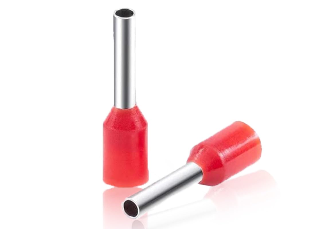 GLOBOMOTIVE Electric Cord End Terminal 12 mm with PVC Insulated for Electrical Connections - Cable Insulated Electrical Lug Connector Terminal (Pack of 100, 1 sqmm)