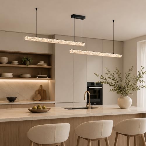Suspension LED salle à manger noire de 180cm réglable avec télécommande - 3