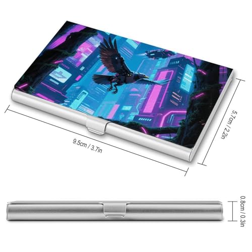 Slim Business Card Case for Men & Women, Pocket Metal Case, Giant Flying Mechanical Bird Professional Aluminum Alloy Business Card Holders, Stylish Purse Name Cards Holder, Buckle Style Shut2