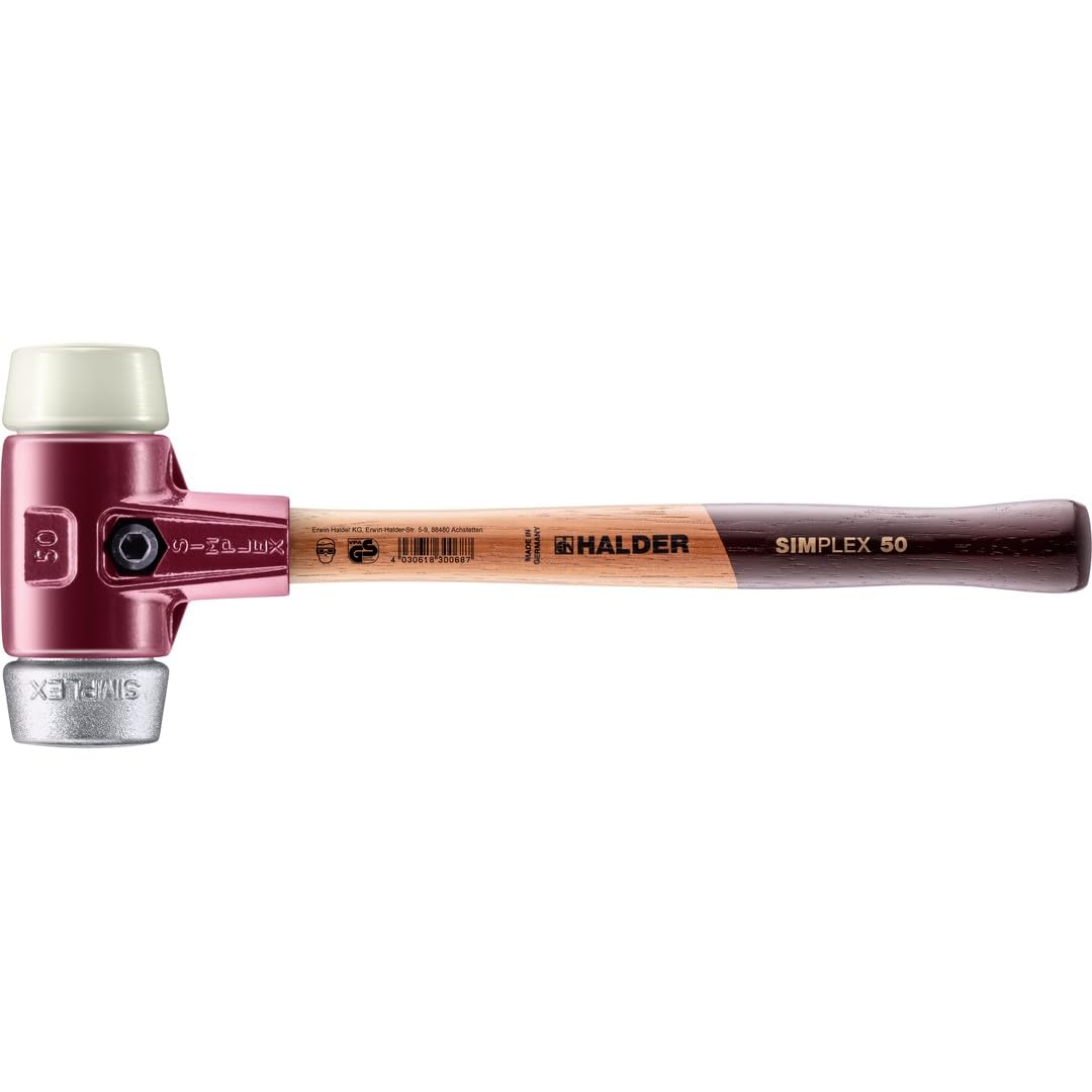Maillet SIMPLEX, nylon/métal doux, avec boîtier en fonte malléable et manche en bois de haute qualité | D=50 mm | 3089.050