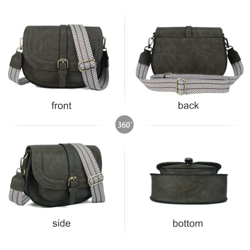 Image of AFKOMST Crossbody Bags for Women,Small Saddle Purse and Boho Cross Body Handbags,Vegan Leather