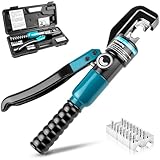 6-Ton Hydraulic Crimping Tool with 9 Pairs of Dies, 12 AWG to 2/0 Battery Cable Lug Terminal & Wire Rope Crimper