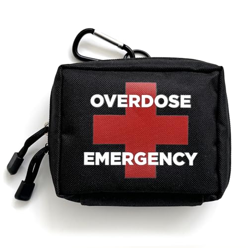 Overdose Emergency Response Kit Belt Pouch | Compact Canvas for Naloxone Kits & First Aid Supplies | Secure Zipper Closure with Carabiner | For Home Workspaces Fleet Vehicles - 5x4.5x2