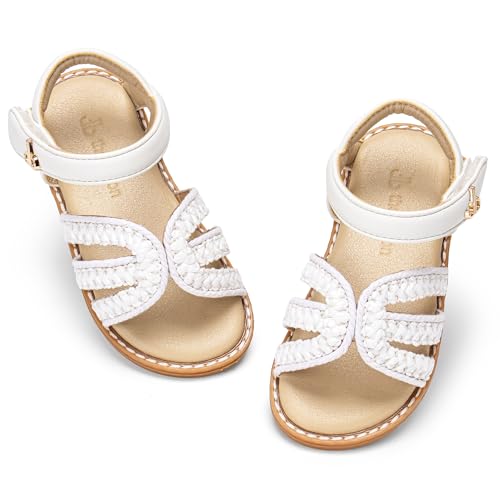 Image of Girls Gladiator Sandals with Adjustable Buckle Comfy Ankle Strappy Flat Shoes